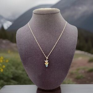 Vintage Multicolor Gemstone Sterling Silver Vine Pendant Necklace 24” Chain